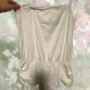 Victoria’s Secret White Lace Trim Romper | Size L |